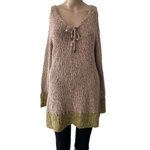 Soft Surroundings Tan and Green Pullover Knit S Sweater